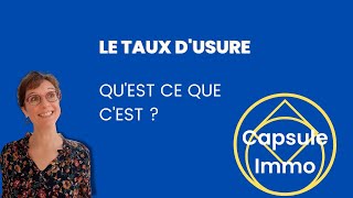 Qu'est ce que le taux d'usure?