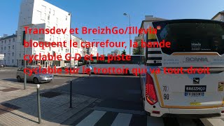 Comment naissent les bouchons ? Cars sur la bande cyclable et en travers du carrefour