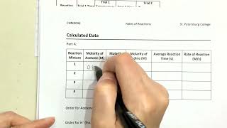 Rates of Reaction Lab  Part A1- How to calculate molarity and rates