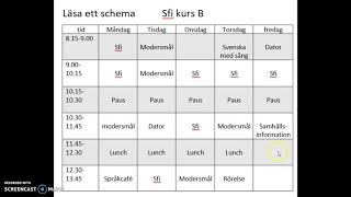 Heltidsläxan: Läsa ett schema