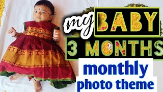 Baby 3rd month theme photoshoot ideas/3 month theme baby photoshoot/3 month baby photoshoot at home