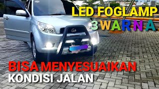 Hasil Cahaya LED Foglamp 3 Warna Di Mobil