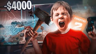 Kid destroys $4000 TV over Fortnite Chapter 2 (RAGE!)