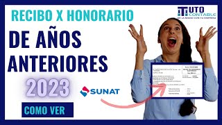 🟩Como ver mis recibos por honorarios electrónicos emitidos 2023 | Volver a imprimir desde Sunat 2023