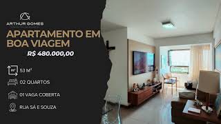 Apartamento em Boa Viagem com 2 Quartos e 53 m² - R$480mil