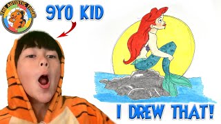 9yo Autistic Savant Draws - Ariel | The Little Mermaid