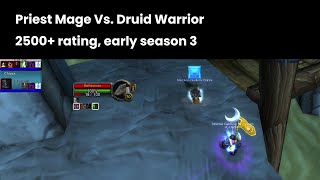 Priest Mage Vs. Druid Warrior (2500+ rating, early season 2, WoW TBC Classic Arena PvP)