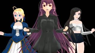 MMD B-b-baby Here boy Are you crazy? (Saber,Scathach and Levi)