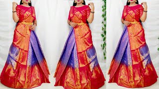 Saree convert into Beautiful Lehnga/Saree lehnga draping/Silk saree Wearing Beautifully