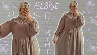 60 TL'ye Büzgülü Elbise Dikimi ~ Bebe Yaka Dikimi / DIY