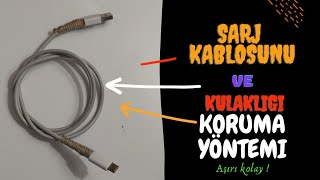 ŞARJ VE KULAKLIK KABLOSU KORUYUCU YAPIMI I ŞARJ KABLOSU ÖRME I ÇOK BASİT I MALİYETSİZ I  DIY