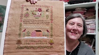 Flosstube #76 - A finish, WIPs, plans, an antique sampler and Christmas pattern review