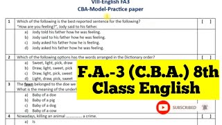 F A  3 English 8th Class Paper   Important Questions