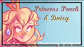 Peach and Daisy REDRAW! || Anniversary Speedpaint