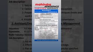 #mahindra#aerospace#hiring#latest#job#bangalore#share#resume#jobsearch#latest#engineer#vacancy#1m