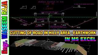 Earthwork Calculation for Road in Hilly Area | Fully in Cutting in Excel | Quantity Surveying