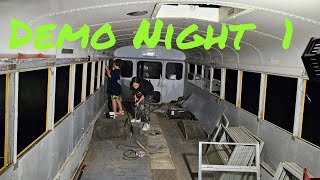 Starting on the bus.  Removing old floor and windows.  (Bus Build Video #2)