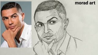 How to draw Cristiano Ronaldo's face step by step |  draw with pencil