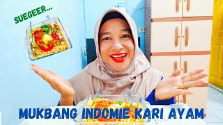 Mukbang indomie kari ayam toping telor.cabe rawit.bawang goreng‼️enak nya bikin nagih ❤️