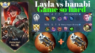 LAYLA VS HANABI❗BUILD ONE SHOT ENEMY DELETE! GAME SANGAT KERAS | build top 1 global Layla