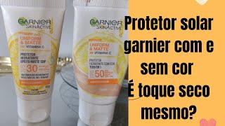 protetor solar Garnier com vitamina c com cor e sem cor