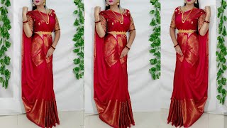 Cotton silk saree Wearing for wedding season/Saree Wearing different styles/Saree draping