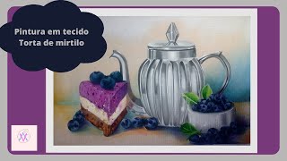 Torta de mirtilo .Pintura em tecido