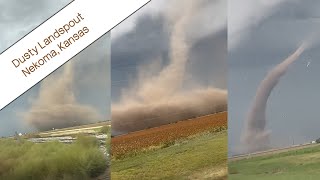 Landspout Tornado in Dusty Open Field - Nekoma, Kansas