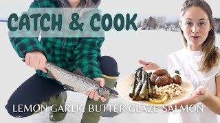 CATCH and COOK: Landlocked Salmon // Lemon Garlic Butter Glaze // Cooking Fish