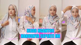 STYLE HIJAB SEGI EMPAT SIMPEL MOTIF UNTUK KERJA KANTOR