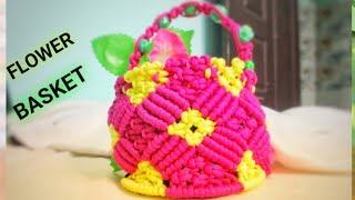 न‌ए ईशटाईल का मैकरम बास्केट 🌼//Macrame FLOWER 🌼🌼 Basket