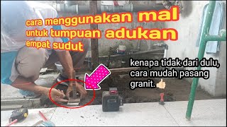 cara baru gunakan laser pasang granit miring