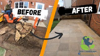 building patio with reclaimed slabs ( TIME LAPSE ) "how i landscape" monthly videos #howilandscape