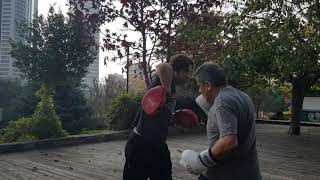 veteran boxer pad work