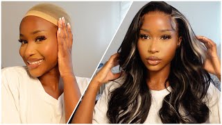 START TO FINISH WIG TRANSFORMATION | Grey Highlighted Frontal | Yolissa Hair