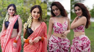 Hindi actress priyanka kholgade hot nave🙄❤️ saree photoshoot video👻🌿