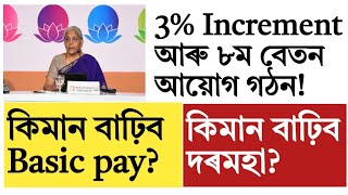 8th pay commission for govt employee!basic pay increase after 3% increment!how much money increase!