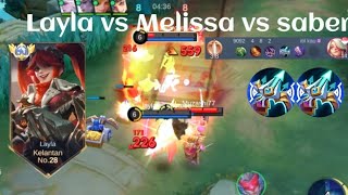 LAYLA VS MELISSA❗BUILD ONE SHOT ENEMY DELETE! SABER LOCK LAYLA | build top 1 global Layla