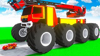 McQueen Transforming to GIANT FIRE TRUCK BTR BIGFOOT in Teardown!