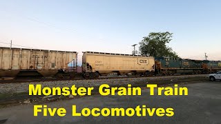 Monster CSX Grain Train in Athens - Two Pulling, Three in the Middle