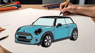 How to draw a MINI COOPER 2024 / drawing mini cooper s 2024 step by step