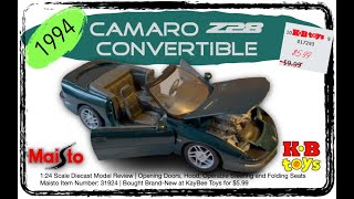 Maisto 1:24 Scale 1994 Chevrolet Camaro Z28 Convertible Diecast Review!