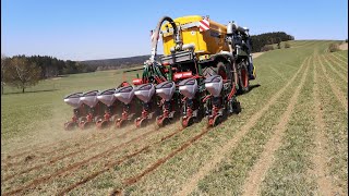 Strip Till Strip Hawk Planter 8 rows planting corn. Injection of slurry with Caas Xerion 4000