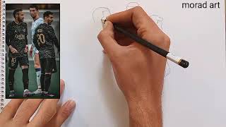 How to draw Cristiano, Messi and Neymar