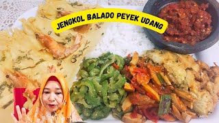 Enak nya makan dengan peyek udang.tumis pare.jengkol balado telor dadar