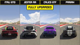 Jester RR Vs Calico GTF Vs Pariah Vs Itali GTO - Speed Test Drag Race - GTA 5 Online