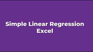 Simple linear regression using Excel