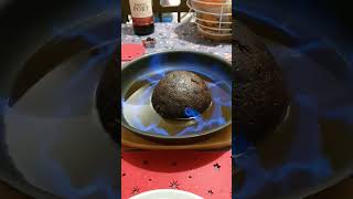 Very British Christmas pudding cooked with rum