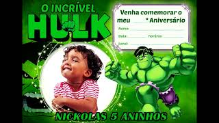 CONVITE ANIMADO E DUBLADO DE ANIVERSARIO INFANTIL VINGADORES HULK | CONVITE ANIMADO E DUBLADO