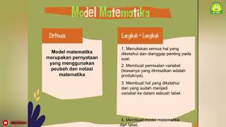 PROGRAM LINIER - MODEL MATEMATIKA